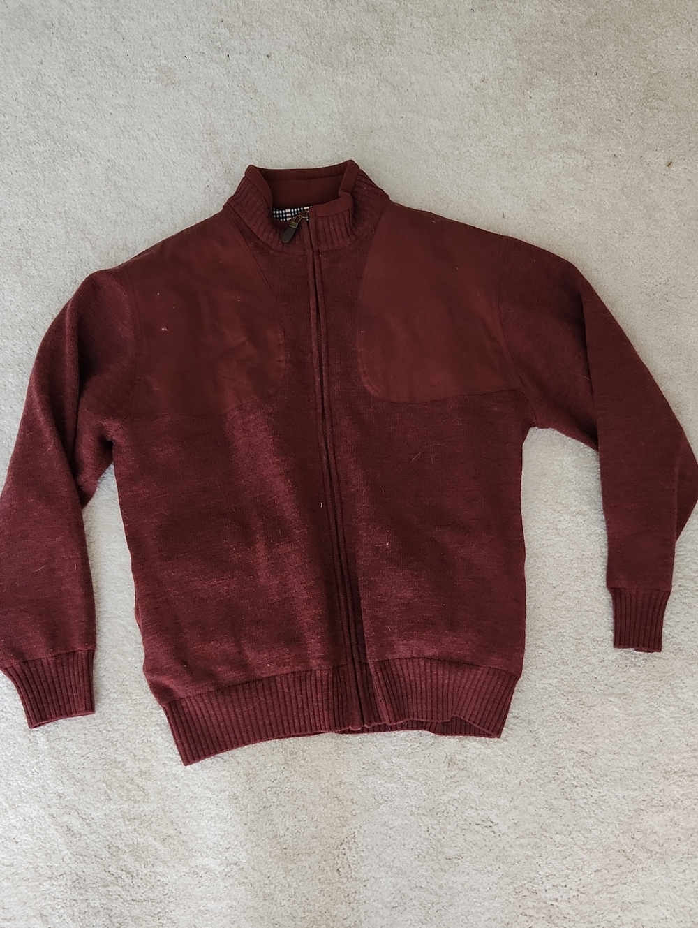 Orvis Men's Full-Zip Sweater Jacket in Deep Burgundy